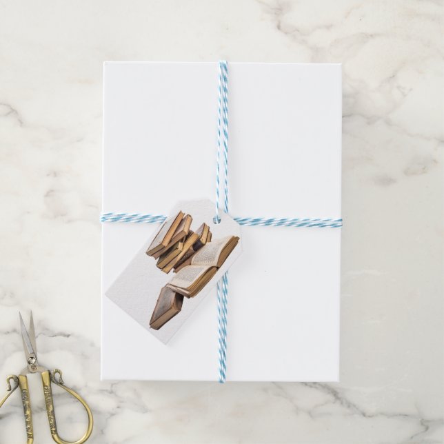 Stack of old Books Gift Tags (With Twine)