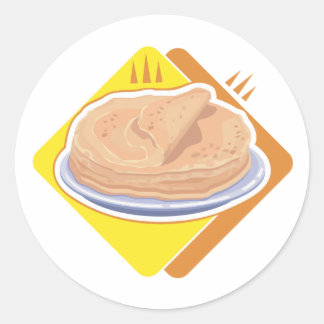 stack of pancakes classic round sticker