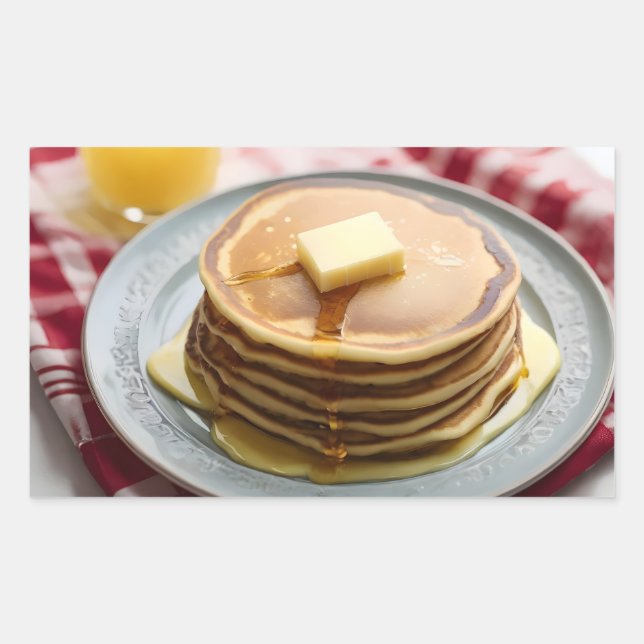 Stack of pancakes on plate covered with syrup  sticker (Front)