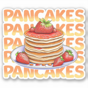 Stack of Pancakes with Strawberries on Top Cartoon