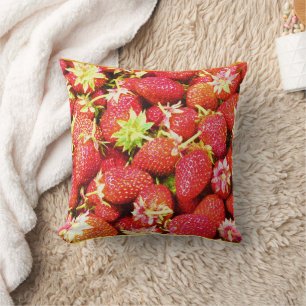 "Stack of Strawberries Fruit" Cute Photo. Buy Now Throw Pillow