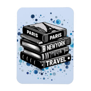 Stack of Travel Books  Magnet