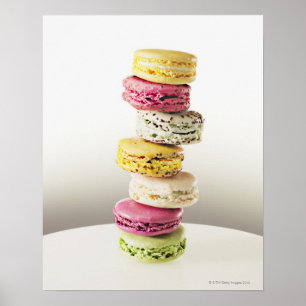 Stack of vibrant macaroons poster