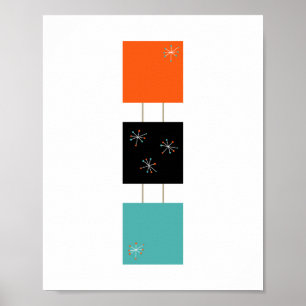 Stack Squares Mid Century Modern Styled Poster