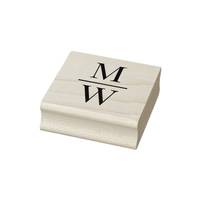 Stacked 2 Initial Horiz Spacer Wedding Monogram Rubber Stamp (Stamp)