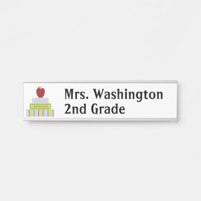 Stacked Books Teachers Door Name Plate (Front)