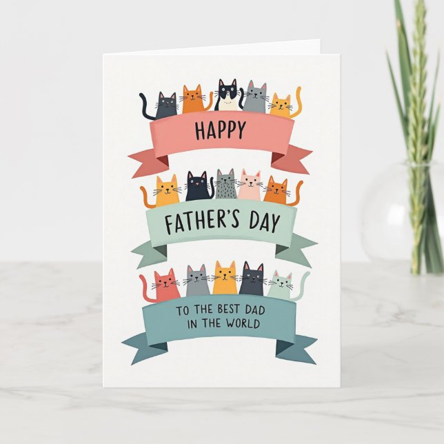 Stacked Cats Fathers Day Card (Front)
