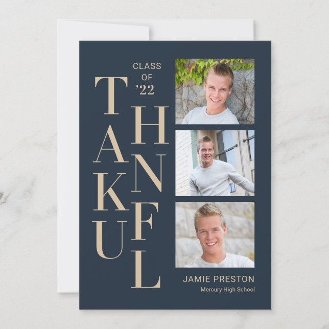 Stacked Charm Editable Colour Thank You Card (Front)