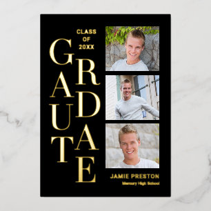 Stacked Charm Foil Graduation Announce Invitation
