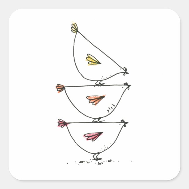 Stacked Chickens Square Stickers (Front)