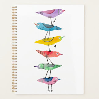 Stacked Colourful Birds Planner