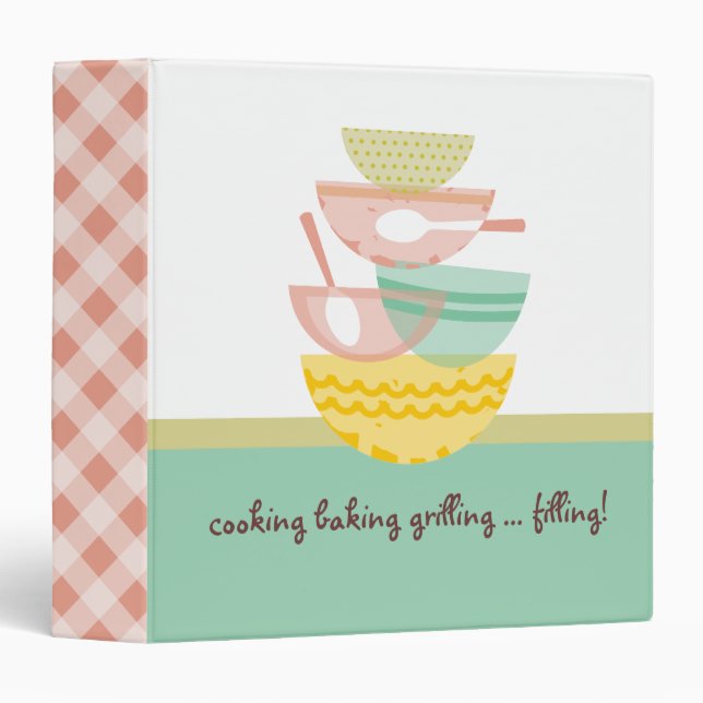 Stacked cooking baking mixing bowls recipe binder (Front/Spine)