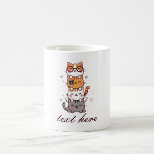Stacked Cuteness: Adorable Kitty Tower of Joy! Coffee Mug