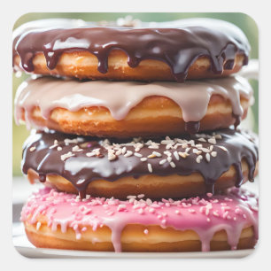 Stacked Donuts Square Sticker