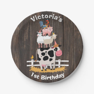 Stacked Farm Animals Barnyard Birthday Party Paper Plate