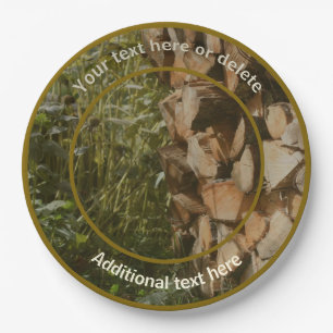 Stacked Firewood Fall Personalized Party  Paper Plate