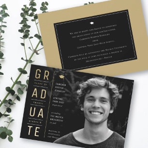 Stacked GRADUATE Typography Minimalist Photo Grad Announcement