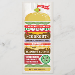 Stacked Hamburger Cookout Invitation / Blue Back