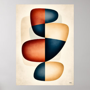 Stacked Harmony Japandi Biomorphic Abstract Art Poster