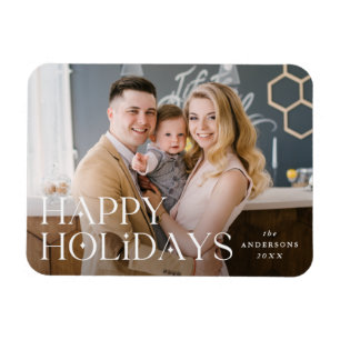 Stacked Lettering Happy Holidays Photo Magnet