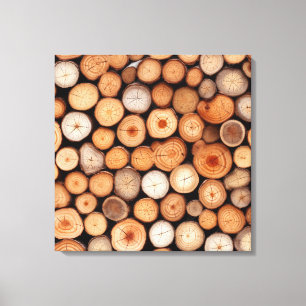 Stacked Logs Canvas Art