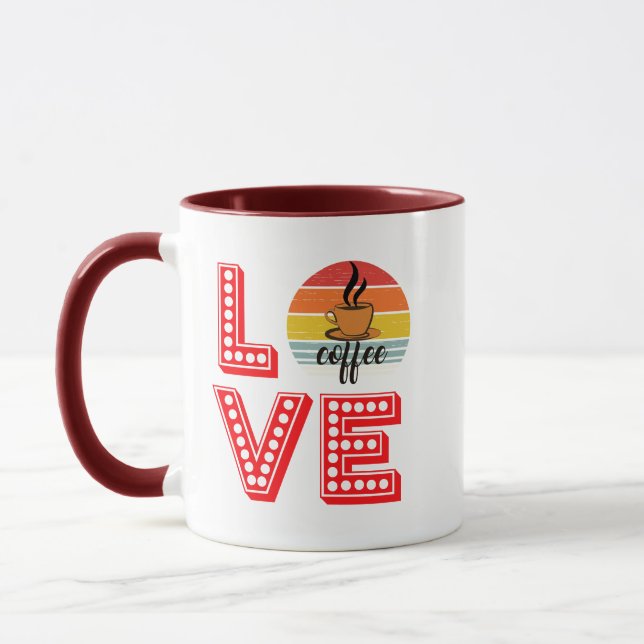 Stacked Love Design Coffee Lovers Mug Novelty (Left)