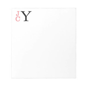 Stacked Monogram, Coral and Black Personalized Not Notepad