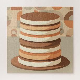 Stacked Pancakes Retro Jigsaw Puzzle