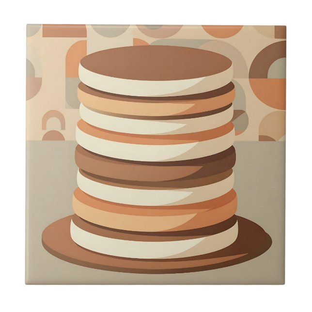 Stacked Pancakes Retro Tile (Front)
