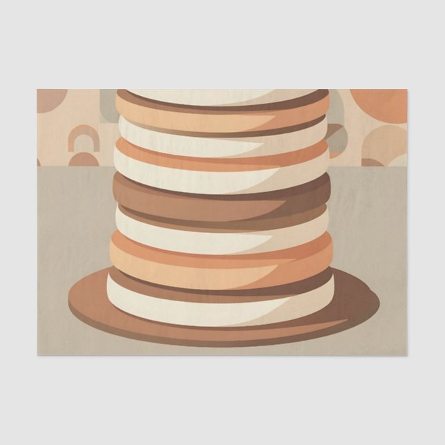 Stacked Pancakes Retro Tissue Paper (Front)