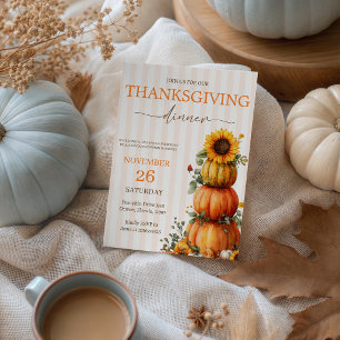 Stacked Pumpkin Sunflower Thanksgiving Invite