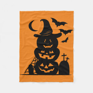 Stacked Pumpkins Halloween Fleece Blanket