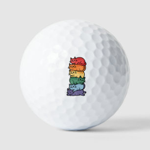 Stacked Rainbow Cats – LGBTQ Pride Celebration Golf Balls