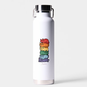 Stacked Rainbow Cats – LGBTQ Pride Celebration Water Bottle