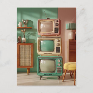 Stacked Retro Television Set Display Postcard