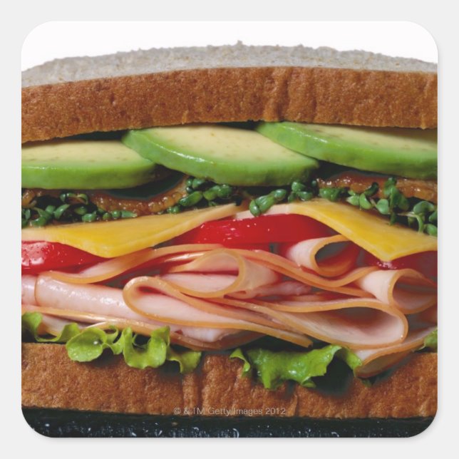 Stacked sandwich square sticker (Front)