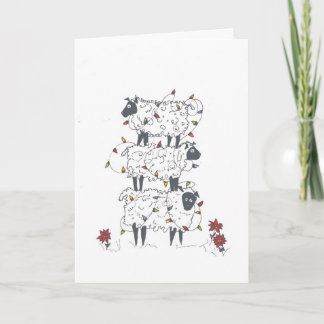 Stacked Sheep at Christmas Holiday Card