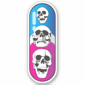 Stacked Skull Skate Deck Sticker