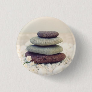 Stacked Stones Meditative Cairn 1 Inch Round Button
