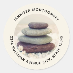 Stacked Stones Meditative Cairn Address Classic Round Sticker