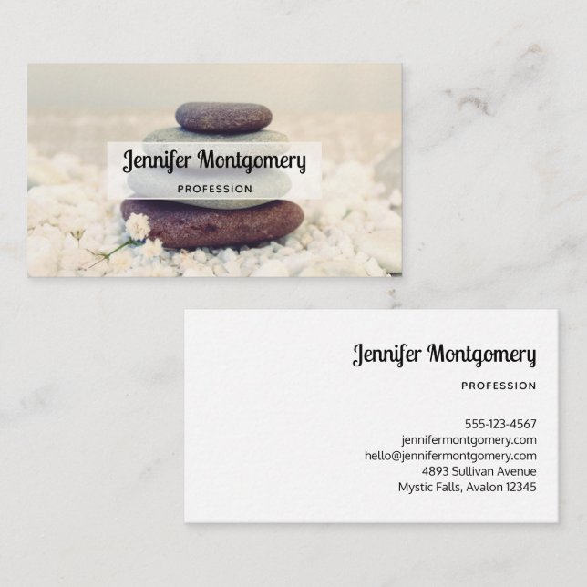 Stacked Stones Meditative Cairn Business Card (Front/Back)