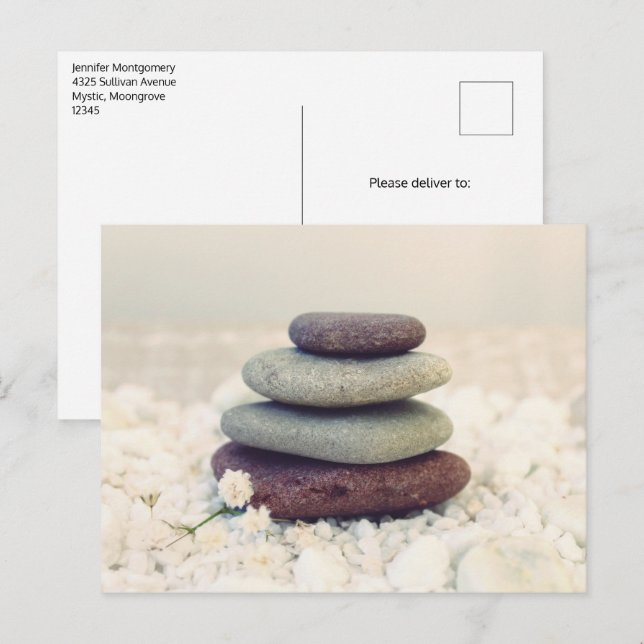 Stacked Stones Meditative Cairn Postcard (Front/Back)