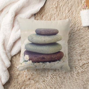Stacked Stones Meditative Cairn Throw Pillow