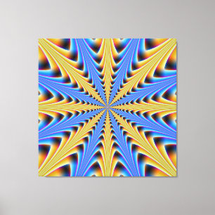Stacked Structure in Blue and Yellow Canvas Print
