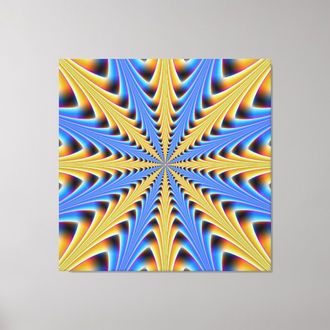 Stacked Structure in Blue and Yellow Canvas Print (Front)