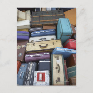 Stacked suitcases postcard