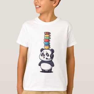 Stacked Tea Cup Gamer Panda Kids T-Shirt