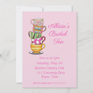 Stacked Tea Party Bridal Shower Invitation