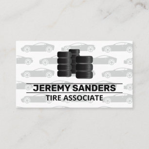 Stacked Tires Logo   Sports Car Pattern Business Card