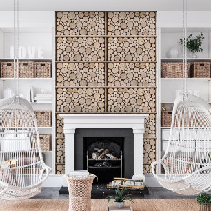 Stacked Wood Log Rack Pattern Wallpaper